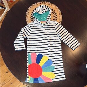 Mini Boden Blue and White Striped TerryCloth Swim Coverup with Vibrant Design